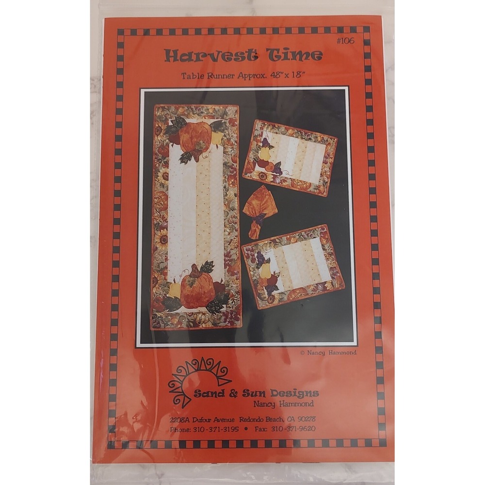 Harvest Time Pumpkin Fall Table Runner Quilt Pattern Placemats Napkin P115